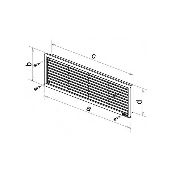 Vetracia mriežka dverová Haco, 400x130 mm, biela